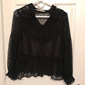 Zara polka dot blouse in black